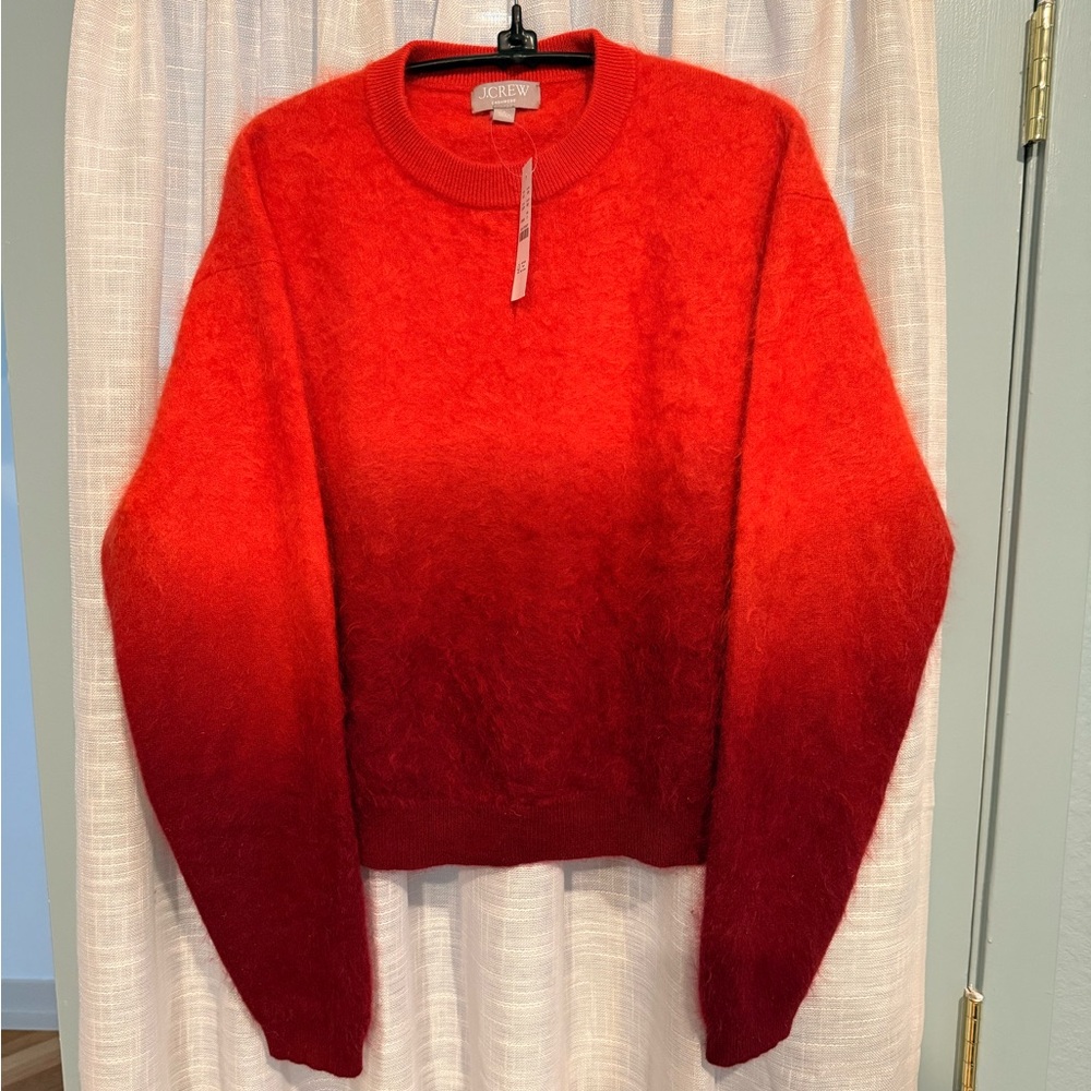 J. Crew 100% Cashmere Dip-dyed brushed crewneck sweater
